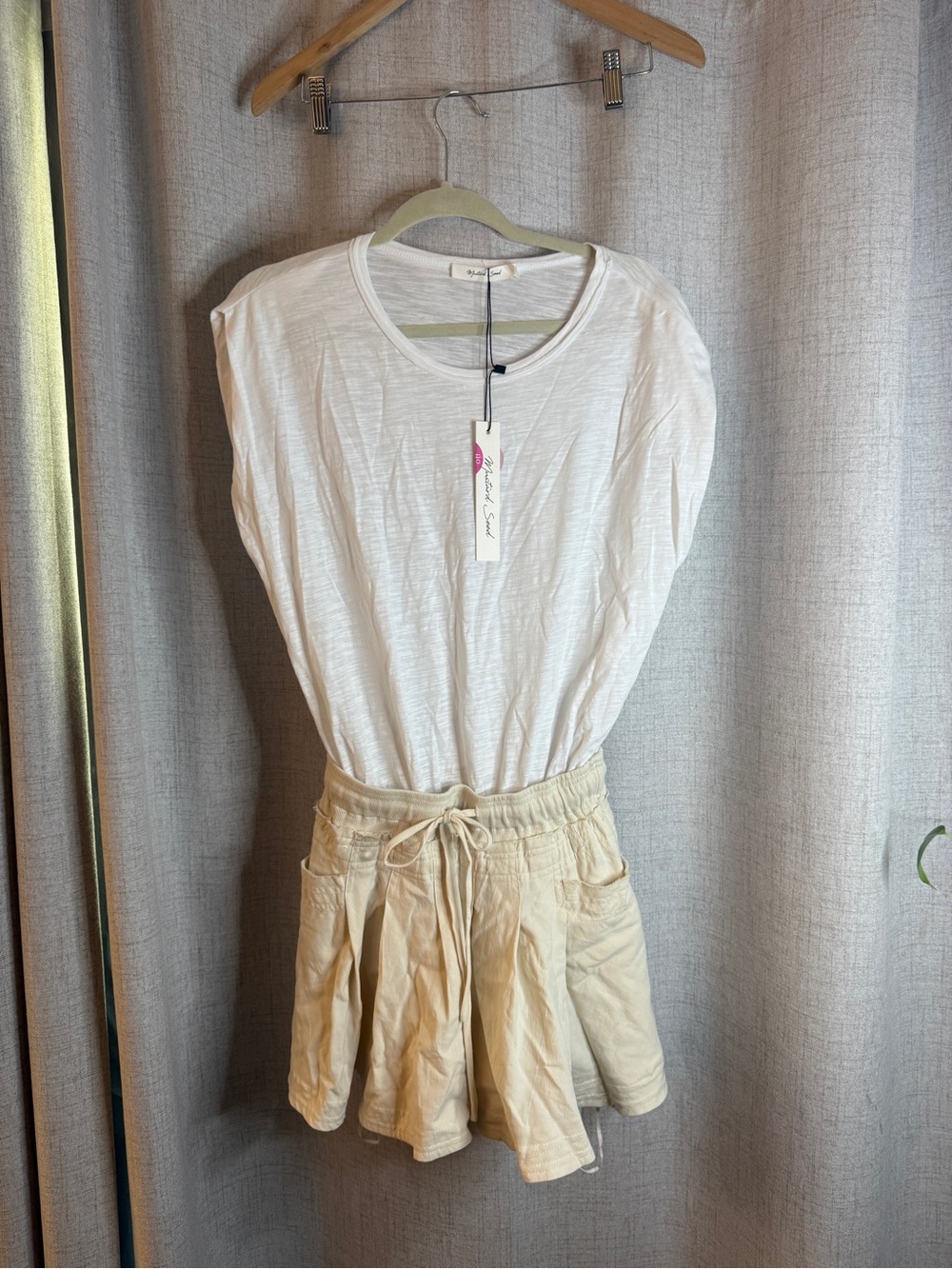 Mustard Seed Ecru Twofer Mini romper